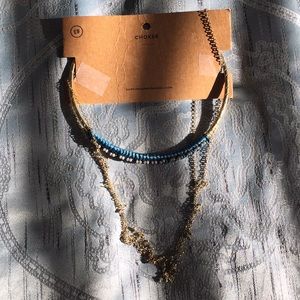 Earthbound gold and teal choker